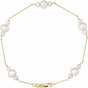 14K Yellow Gold Cultured White Freshwater Pearl 7 1/2" Bracelet
