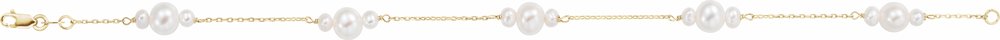 14K Yellow Cultured White Freshwater Pearl 7 1/2" Bracelet