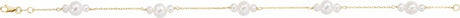 14K Yellow Gold Cultured White Freshwater Pearl 7 1/2" Bracelet