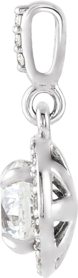 14K White Gold 9/10 CTW Lab-Grown Diamond Halo-Style Pendant