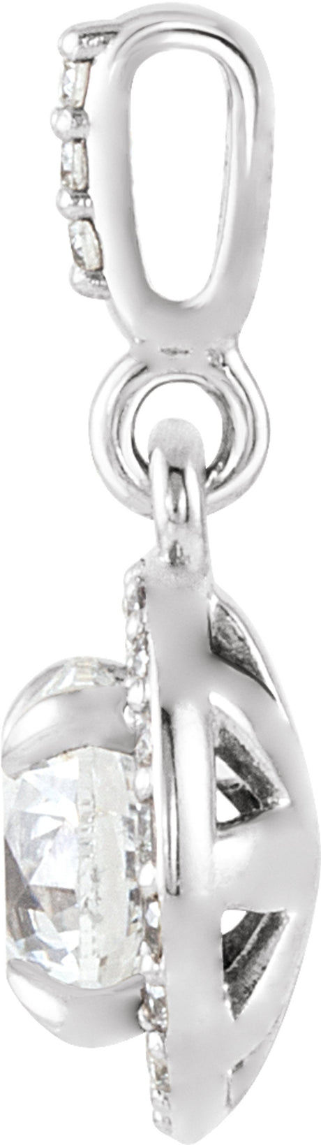 14K White Gold 1/2 CTW Lab-Grown Diamond Halo-Style Pendant