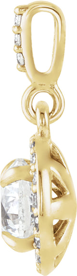 14K Yellow 9/10 CTW Lab-Grown Diamond Halo-Style Pendant
