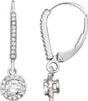 14K White 5/8 CTW Natural Diamond Halo-Style Lever Back Earrings