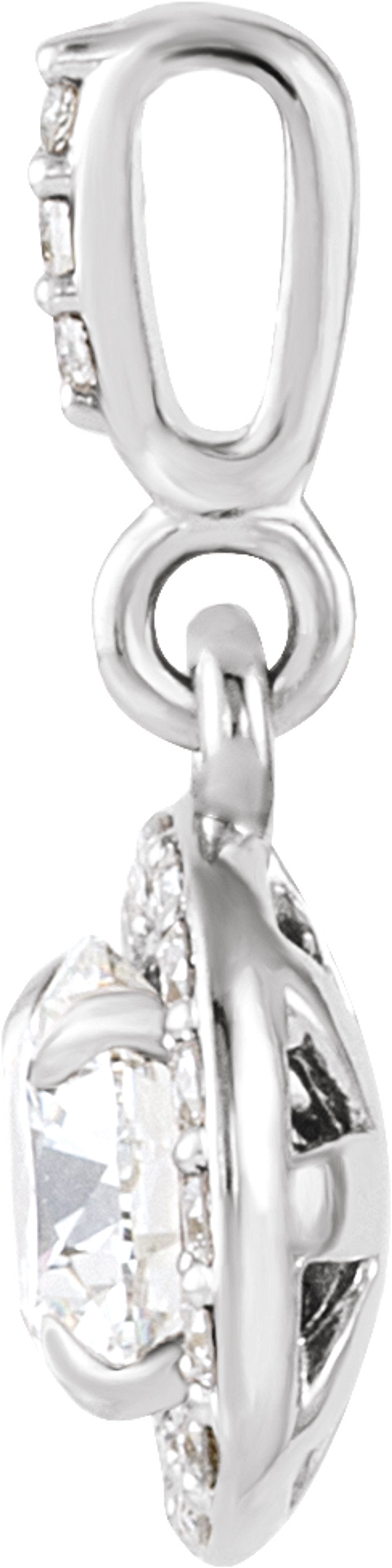 14K White 3/8 CTW Lab-Grown Diamond Halo-Style Pendant