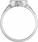 14K White 14x11 mm Oval Signet Ring