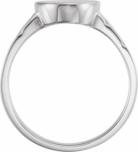 14K White 14x11 mm Oval Signet Ring