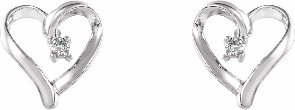 14K White .03 CTW Natural Diamond Heart Earrings