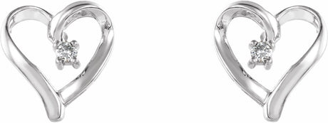 14K White .03 CTW Natural Diamond Heart Earrings