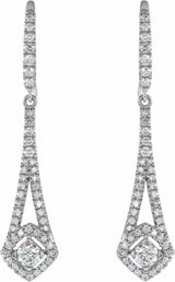 14K White Gold 3/4 CTW Natural Diamond Chandelier Earrings 