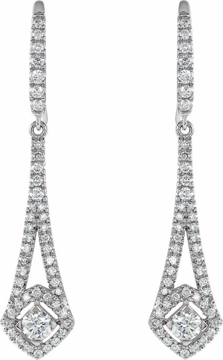14K White Gold 3/4 CTW Natural Diamond Chandelier Earrings 