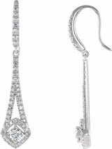 14K White Gold 3/4 CTW Natural Diamond Chandelier Earrings 