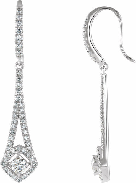 14K White Gold 3/4 CTW Natural Diamond Chandelier Earrings 