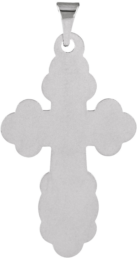14K White Gold 26x17 mm Orthodox Cross Pendant