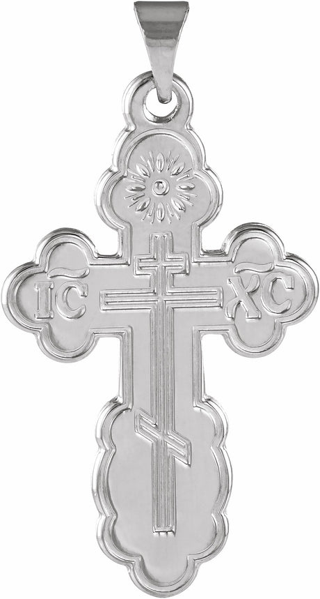 Sterling Silver 26x17 mm Orthodox Cross Pendant 