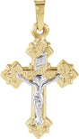 14K Yellow/White Hollow Crucifix Pendant