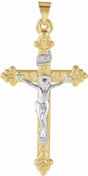 14K Yellow/White Hollow Crucifix Pendant