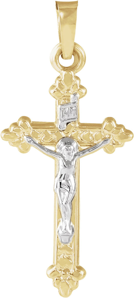 14K Yellow/White Hollow Crucifix Pendant