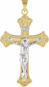 14K Yellow/White 45x31 mm Crucifix Pendant