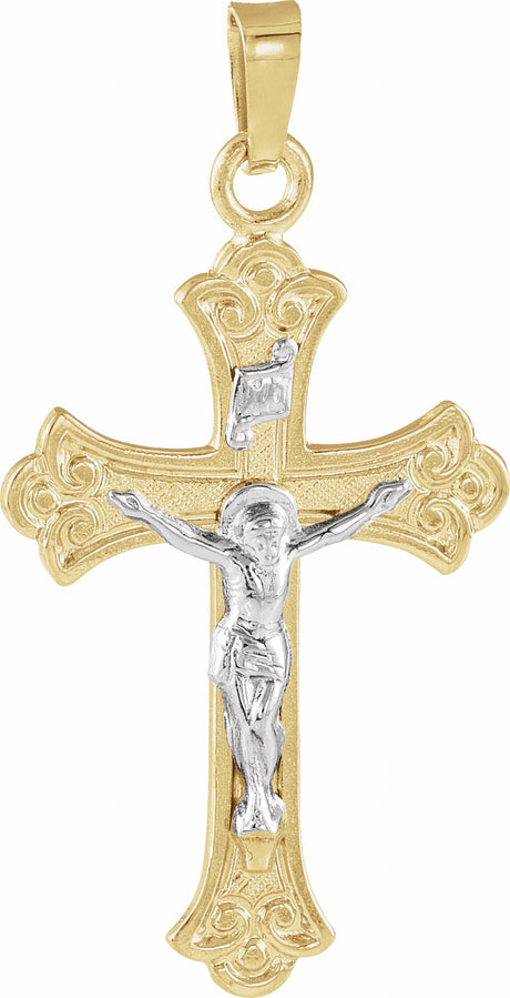 14K Yellow/White Gold 27.75x17 mm Crucifix Pendant