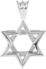 14K White 17x15.25 mm Star of David Pendant