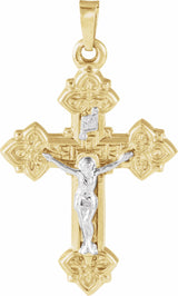 14K Yellow/White Hollow Crucifix Pendant