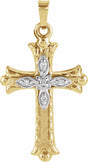 14K Yellow .05 CTW Natural Diamond Hollow Cross Pendant