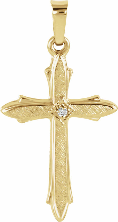 14K Yellow 22.5x15.5 mm .01 CT Natural Diamond Cross Pendant 