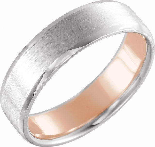 14K White/Rose 5 mm Beveled-Edge Band with Matte Finish Size 7