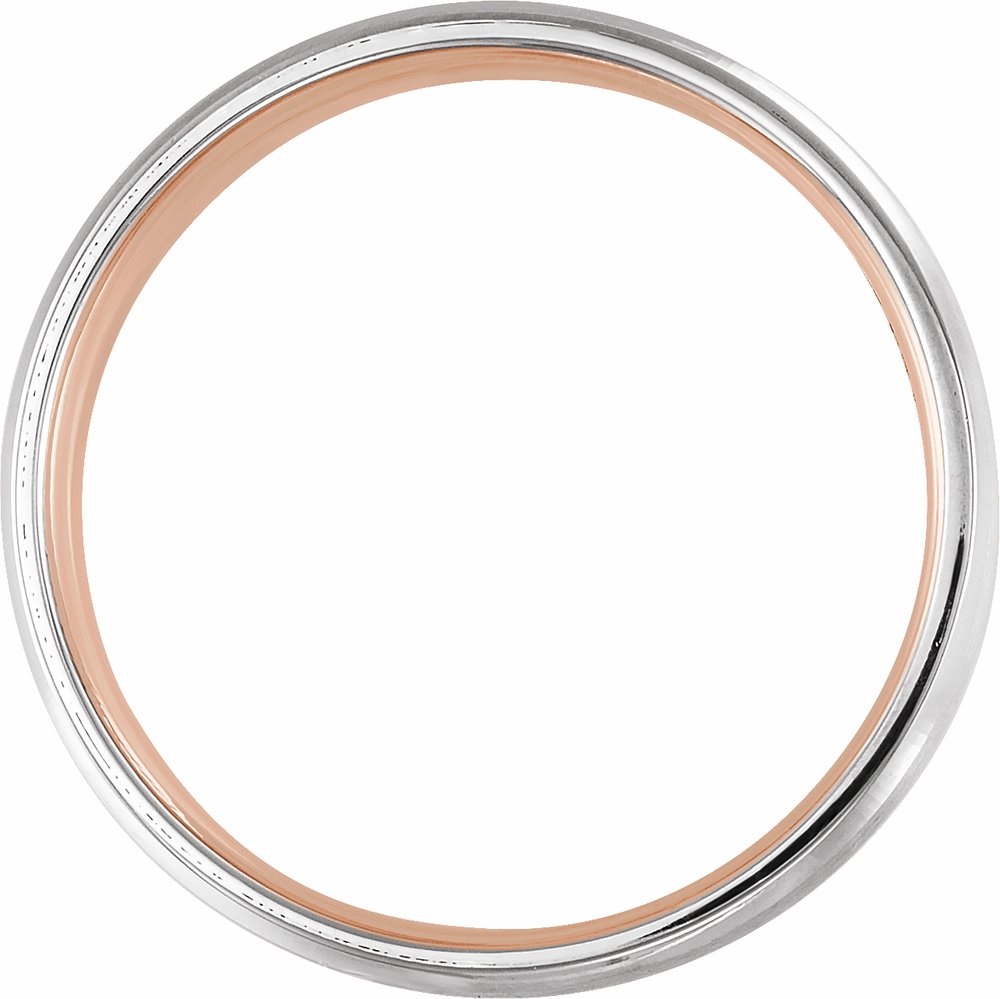 14K White/Rose 5 mm Beveled-Edge Band with Matte Finish