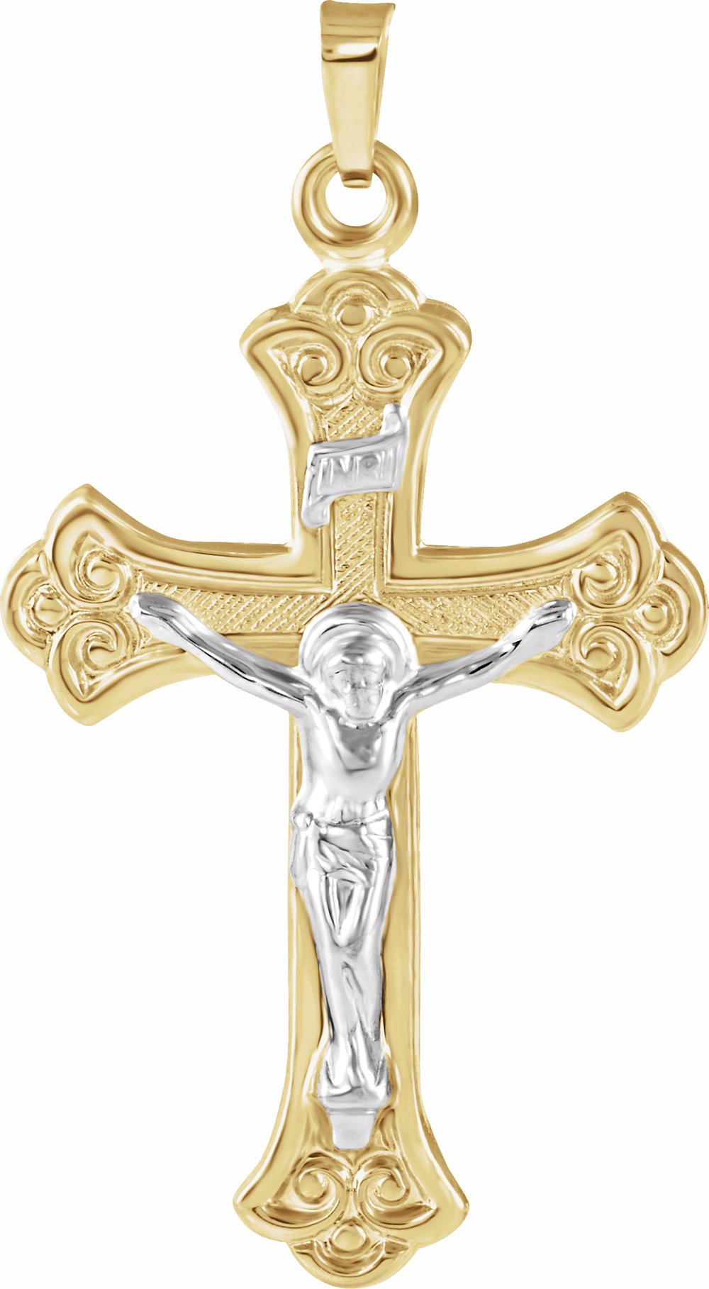 14K Yellow/White 32x23 mm Crucifix Pendant