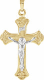 14K Yellow/White 32x23 mm Crucifix Pendant