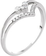 14K White 1/10 CTW Natural Diamond V Ring  