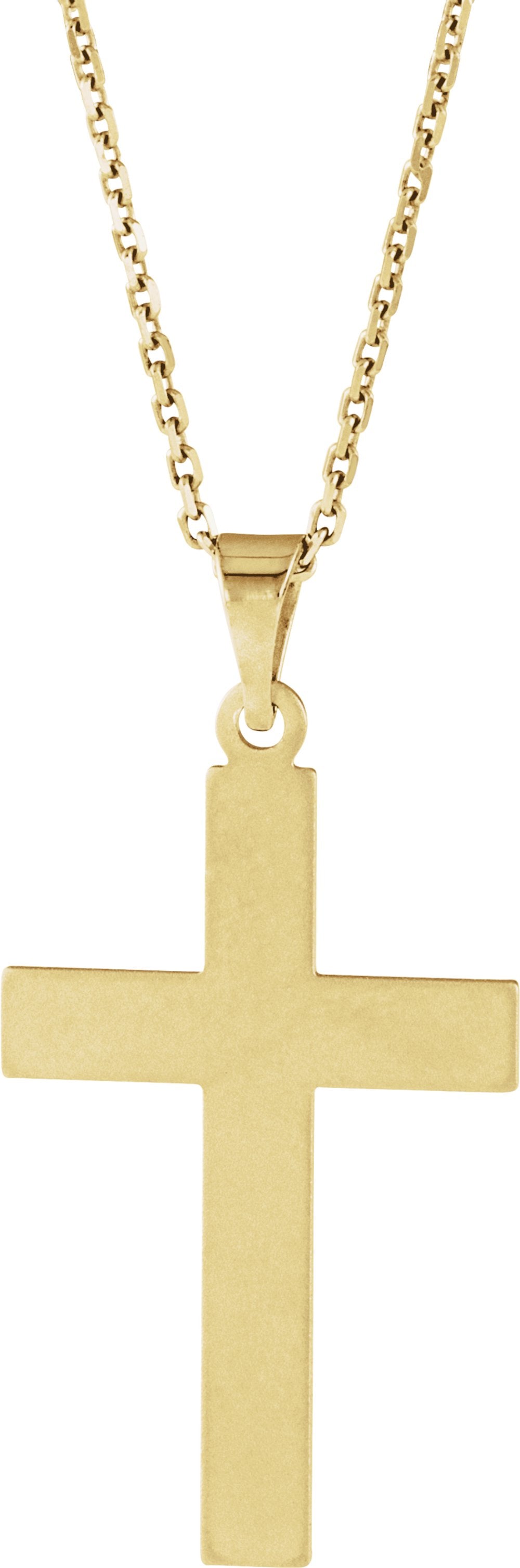 14K Yellow 39x25 mm Cross 18" Necklace