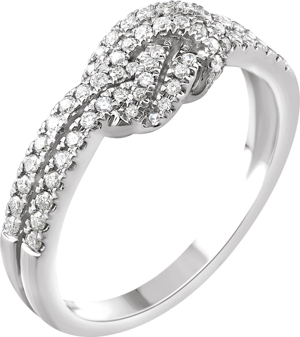 14K White 1/3 CTW Natural Diamond Knot Ring 