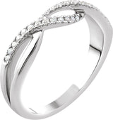 14K White 1/6 CTW Natural Diamond Criss-Cross Ring  