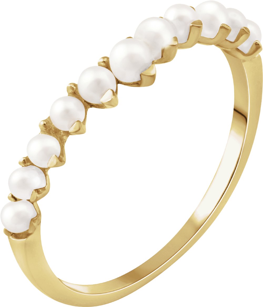 14K Yellow Cultured White Freshwater Pearl Ring