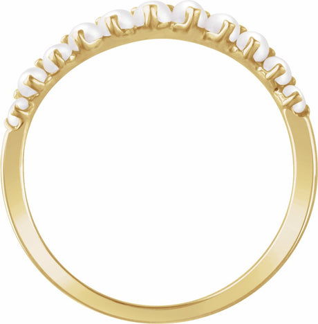 14K Yellow Gold Cultured White Freshwater Pearl Ring