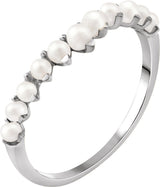 14K White Gold Cultured White Freshwater Pearl Ring