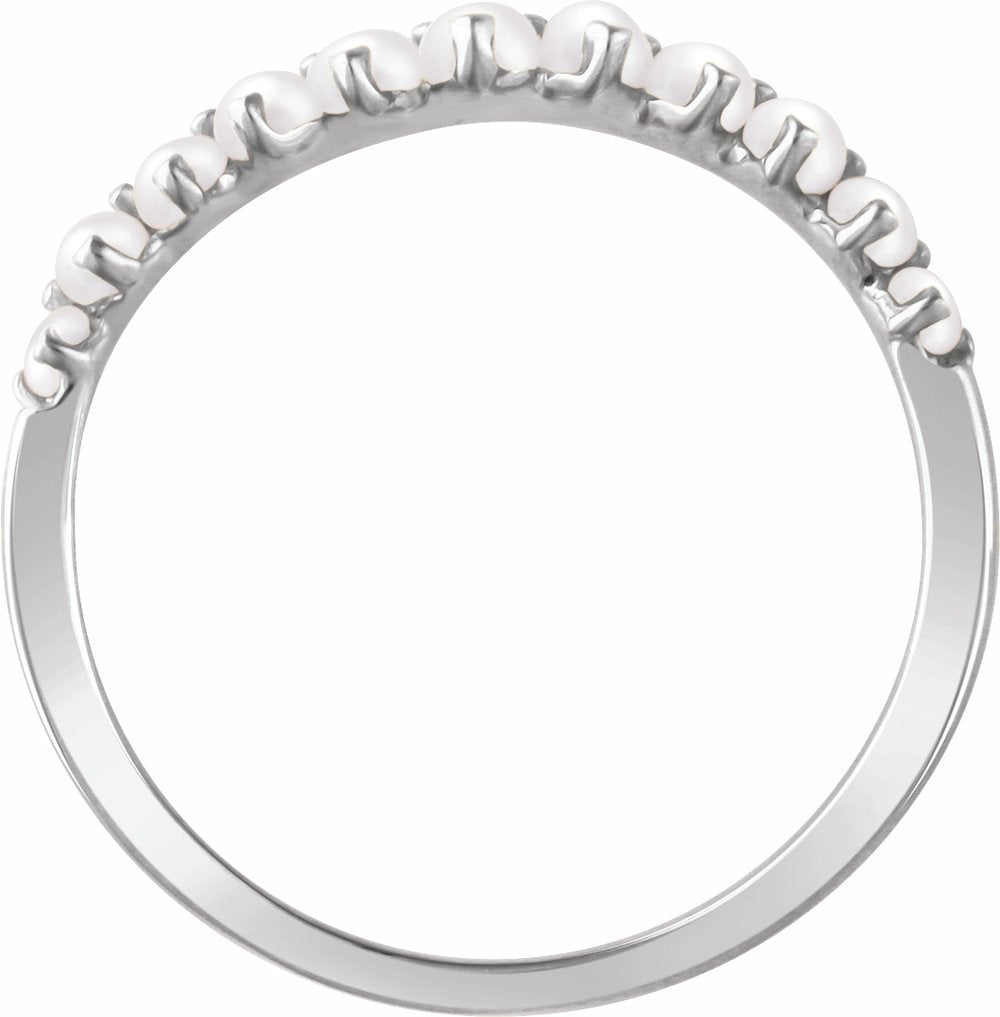 14K White Gold Cultured White Freshwater Pearl Ring