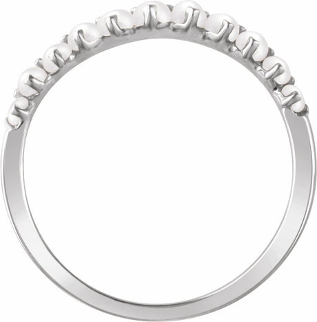 14K White Gold Cultured White Freshwater Pearl Ring