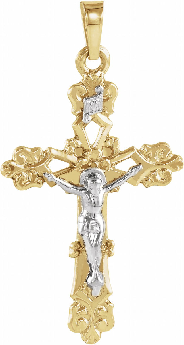 14K Yellow/White 26.5x19 mm Crucifix Pendant 