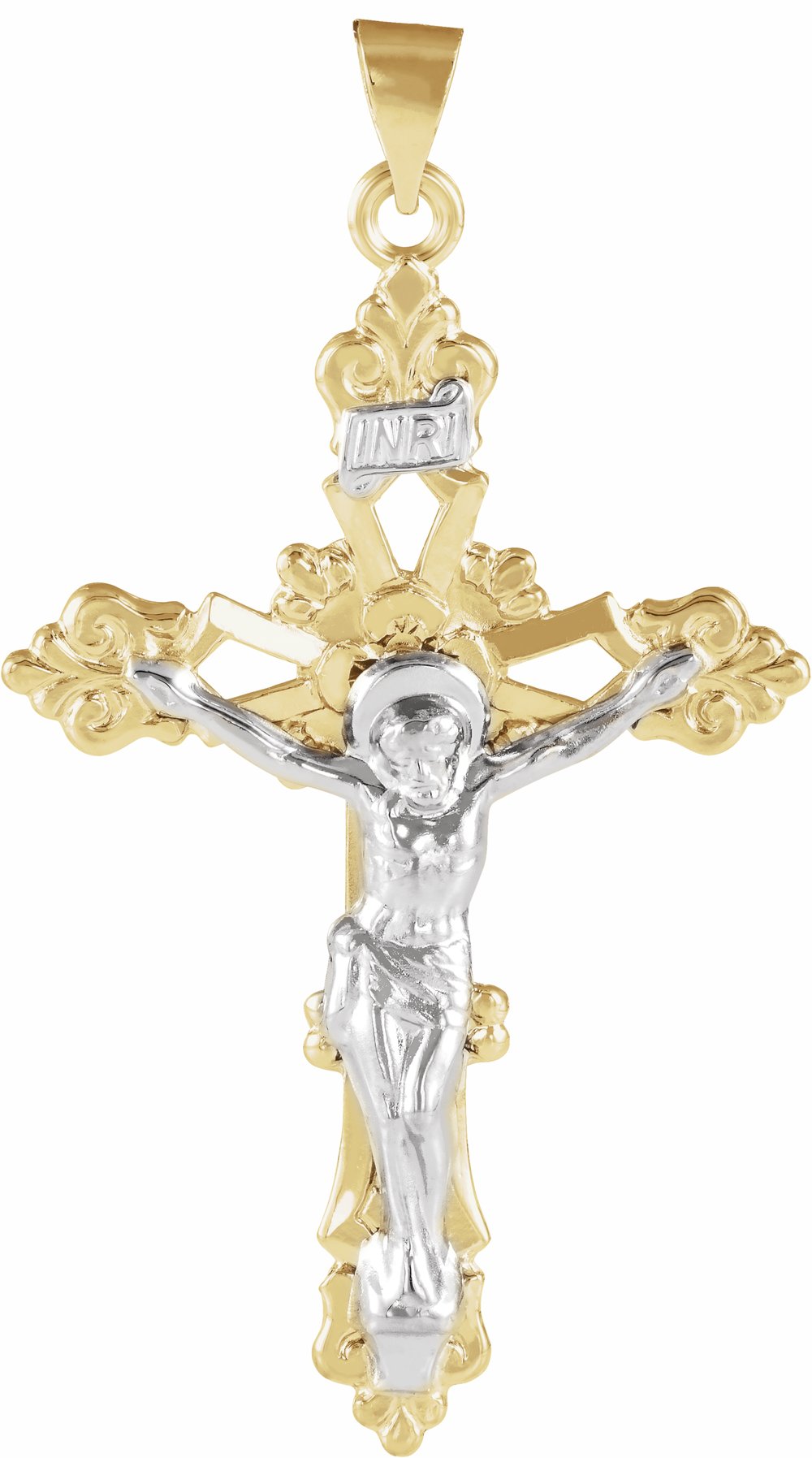 14K Yellow/White 45.5x30.5 mm Crucifix Pendant 