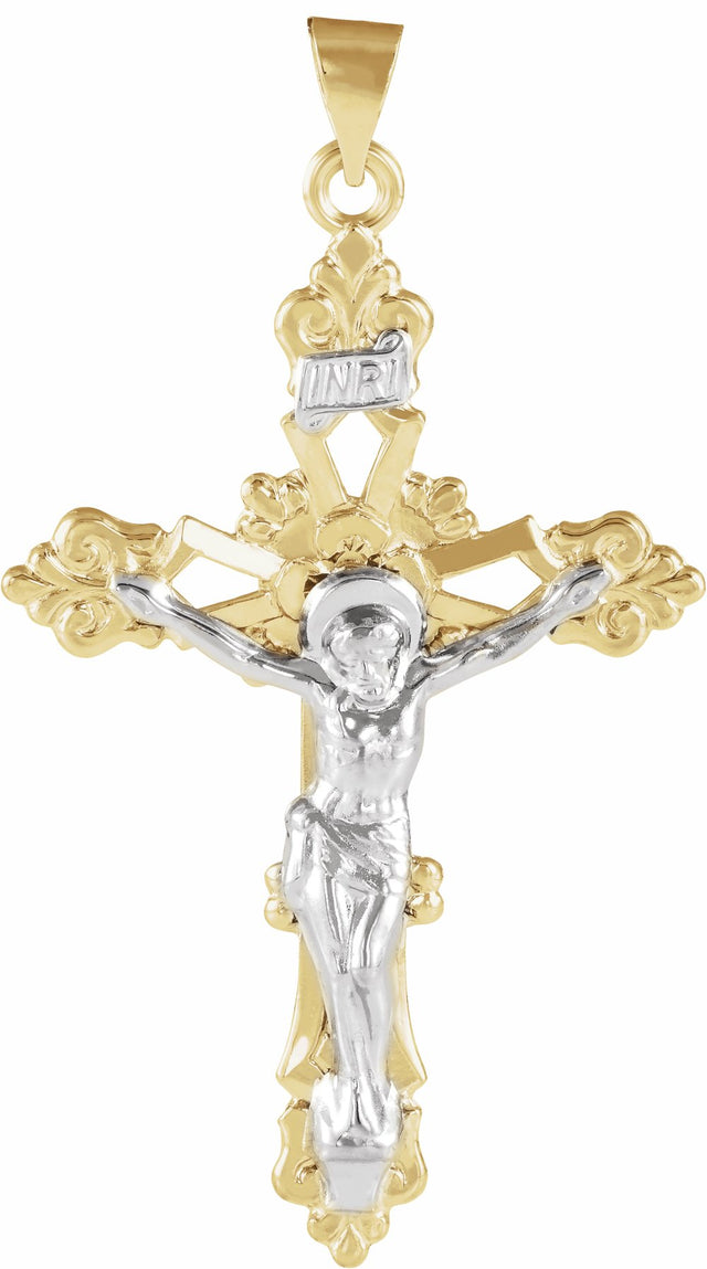 14K Yellow/White 45.5x30.5 mm Crucifix Pendant 