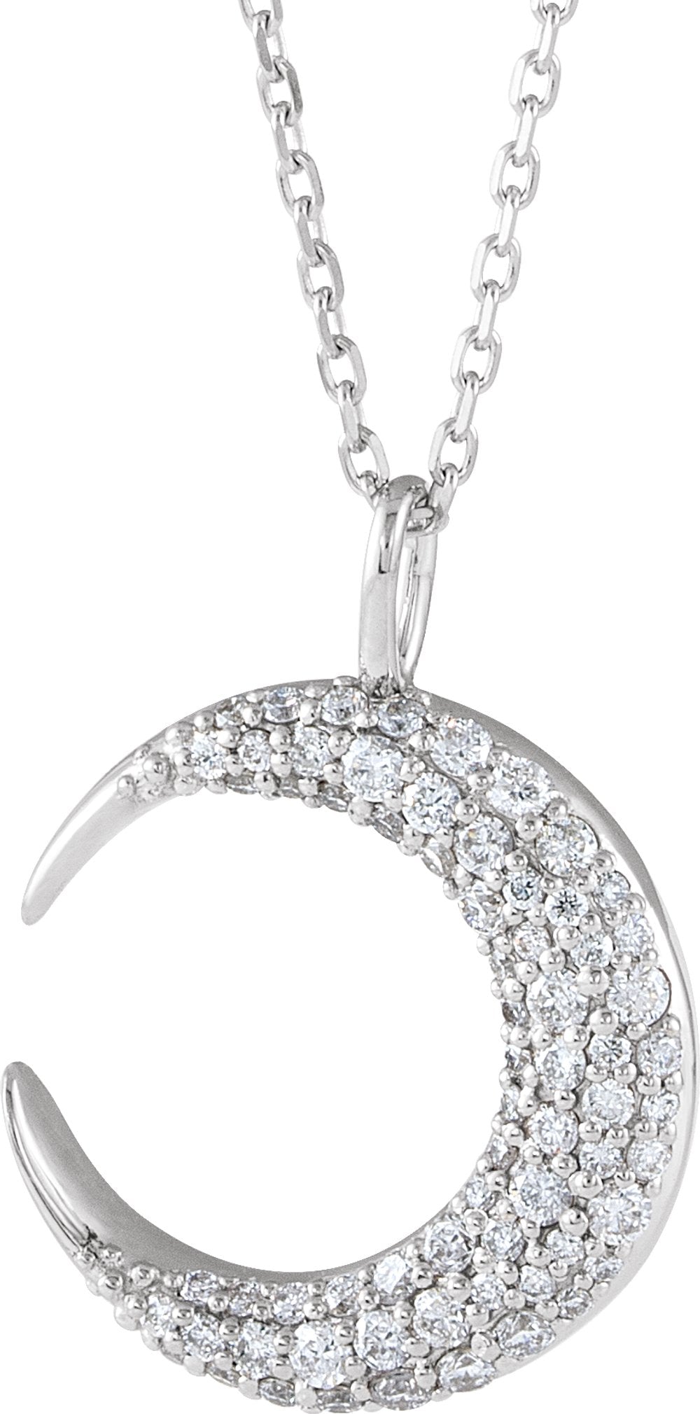 14K White 1/3 CTW Natural Diamond Crescent Moon 16-18" Necklace