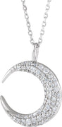 14K White 1/3 CTW Natural Diamond Crescent Moon 16-18" Necklace