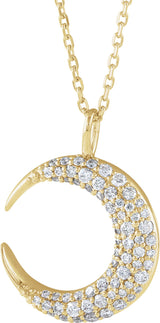 14K Yellow 1/3 CTW Natural Diamond Crescent Moon 16-18" Necklace