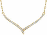 14K Yellow 1/6 CTW Natural Diamond 16-18" V Necklace