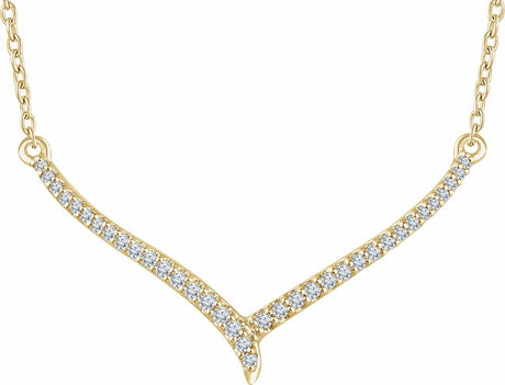 14K Yellow 1/6 CTW Natural Diamond 16-18" V Necklace