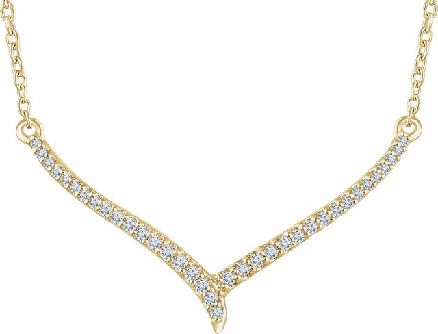 14K Yellow 1/6 CTW Natural Diamond 16-18" V Necklace