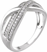 14K White Gold 1/4 CTW Natural Diamond Criss-Cross Ring  